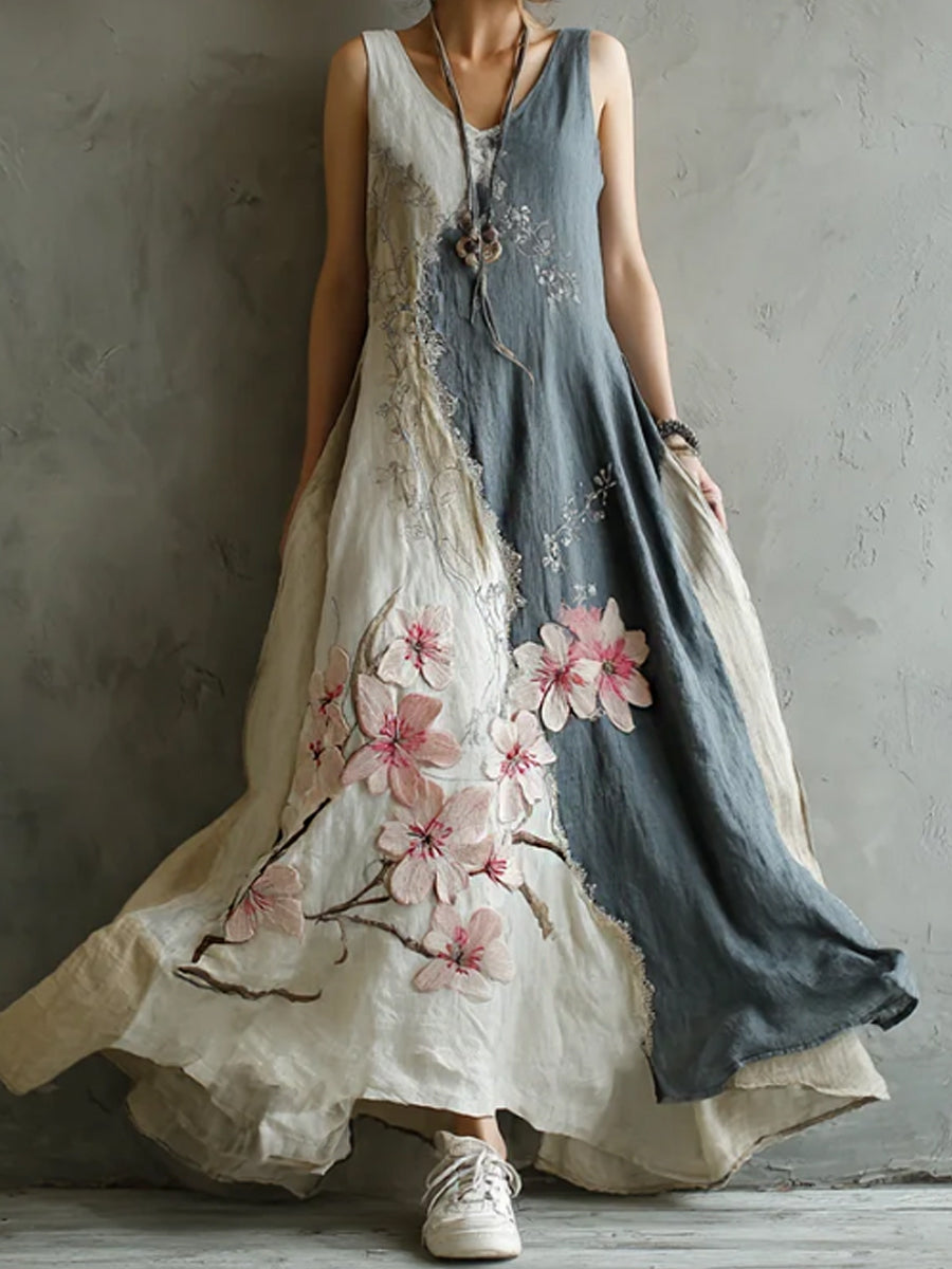 Robe rétro japonaise en sakura, sans manches, pour femmes