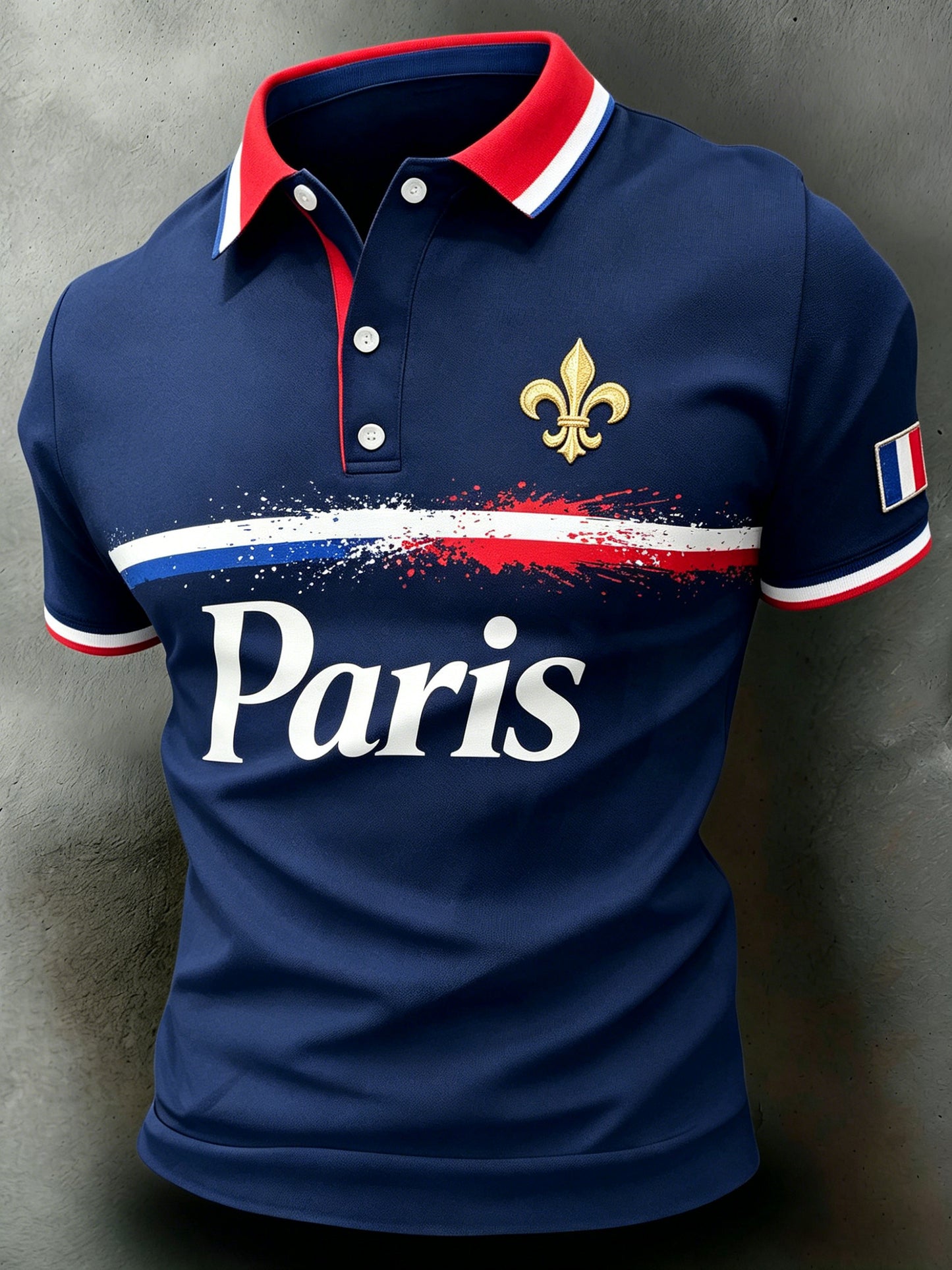 Impression d’art sur polo de soutien au match de football du Paris Saint-Germain pour hommes