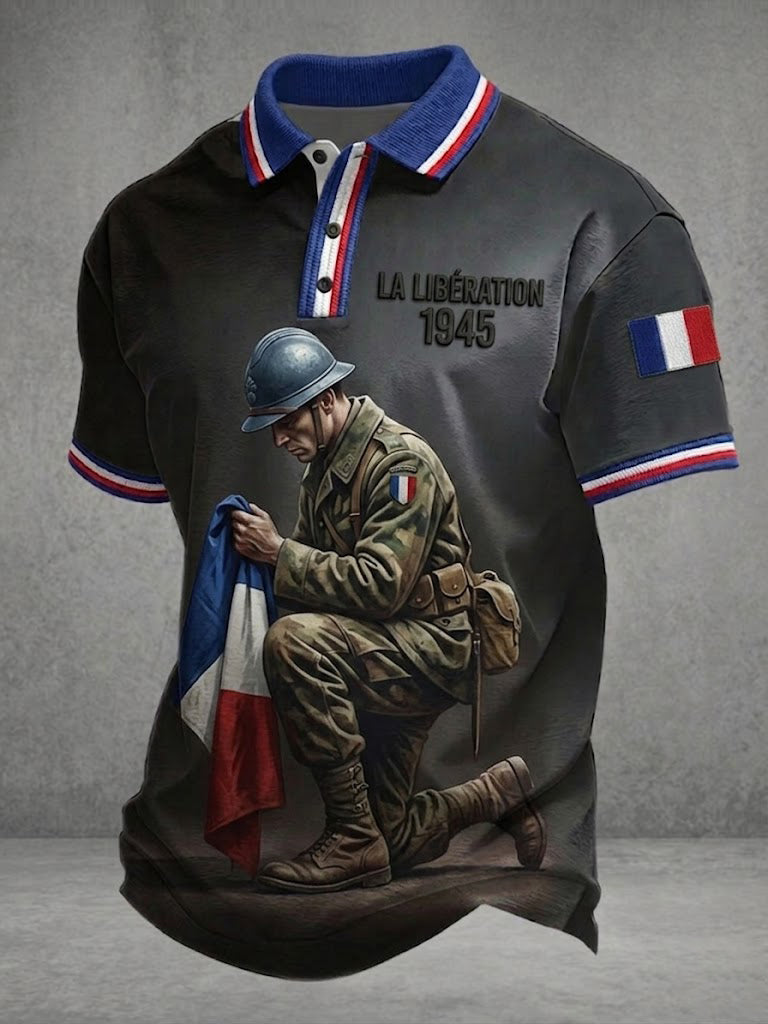 Chemise imprimée French LA LIBÉRATION 1945 pour homme