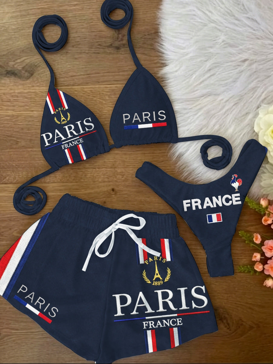 Maillot de bain bikini de vacances pour femme, ensemble 3 pièces