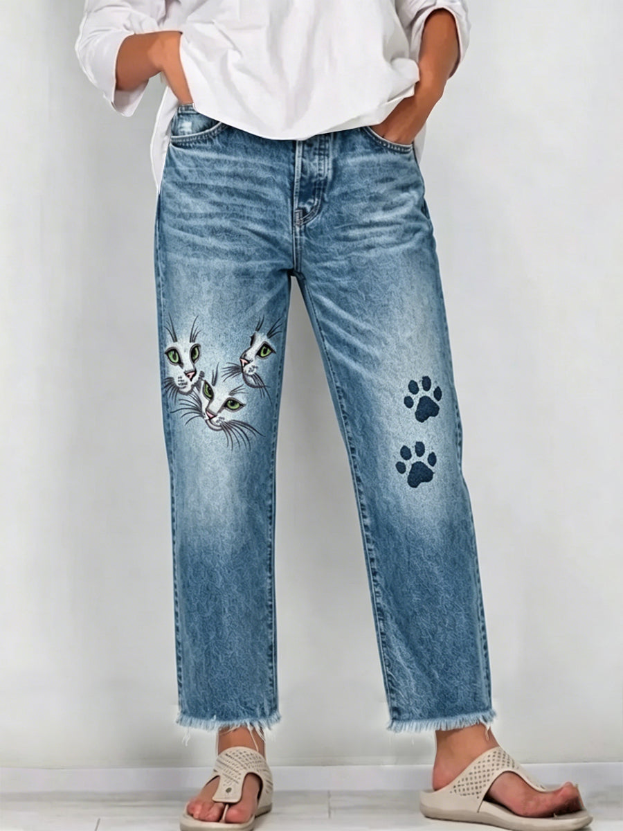 Jeans Artistique Animal Print Femme