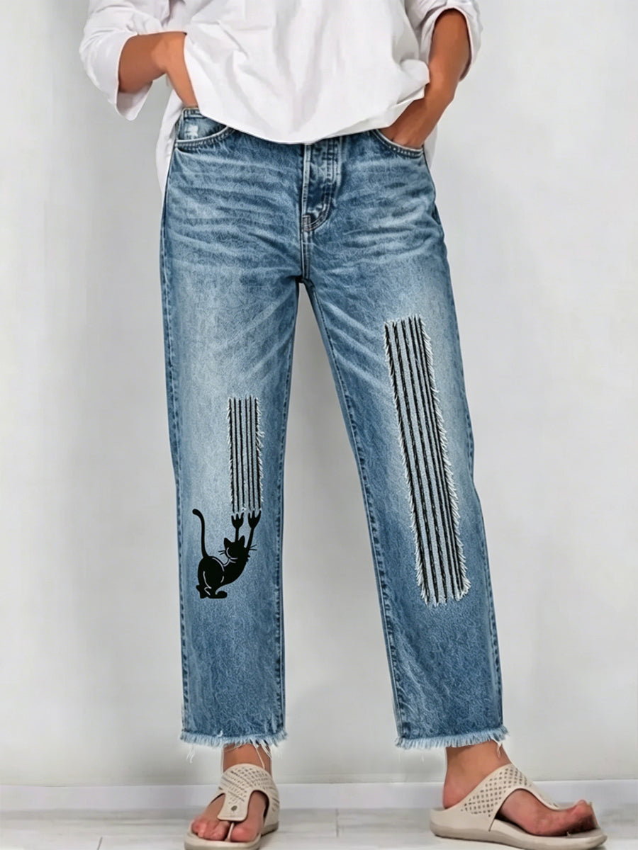 Jean à imprimé animalier pour femme