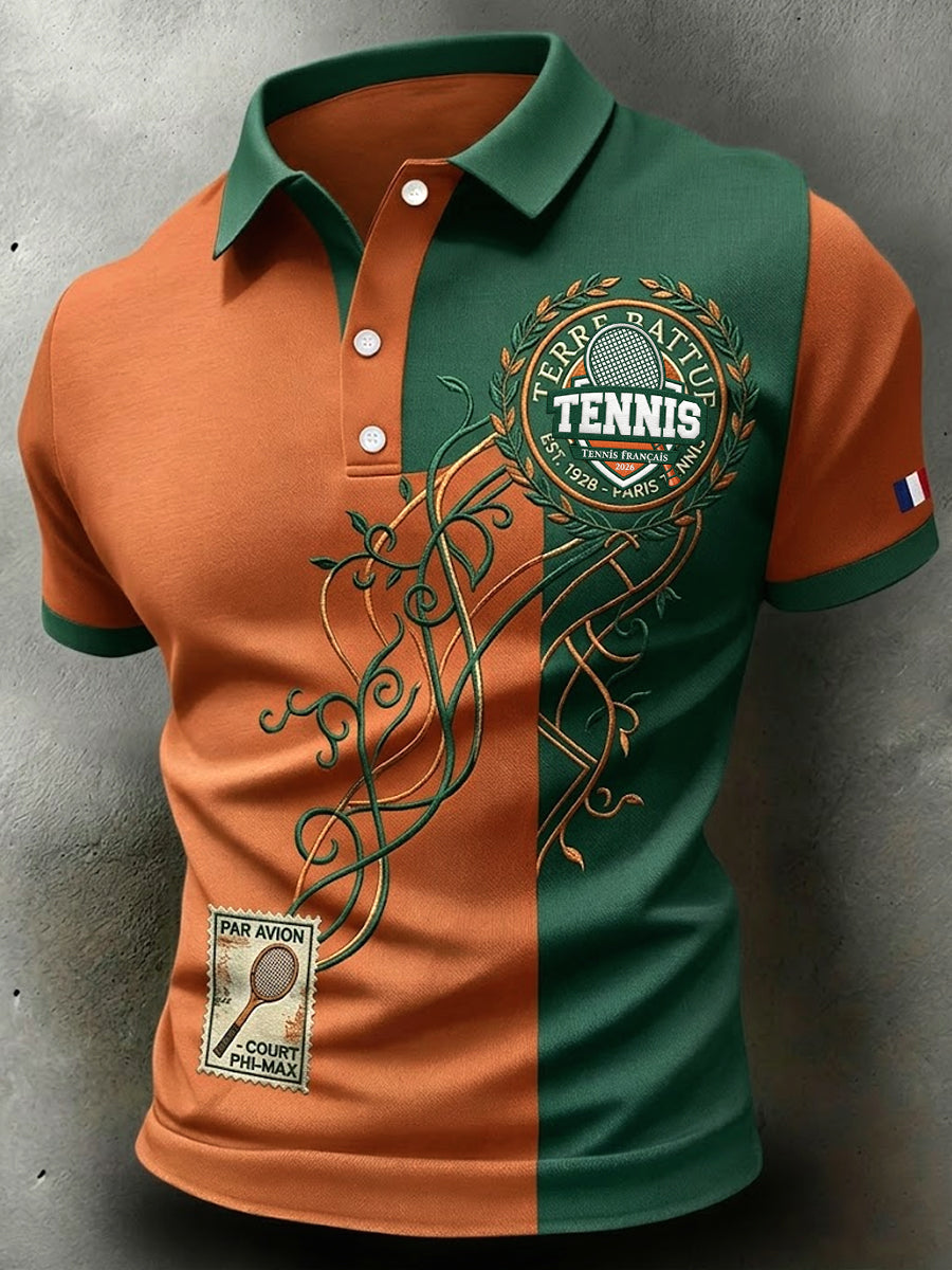 Polo décontracté en patchwork rétro tennis