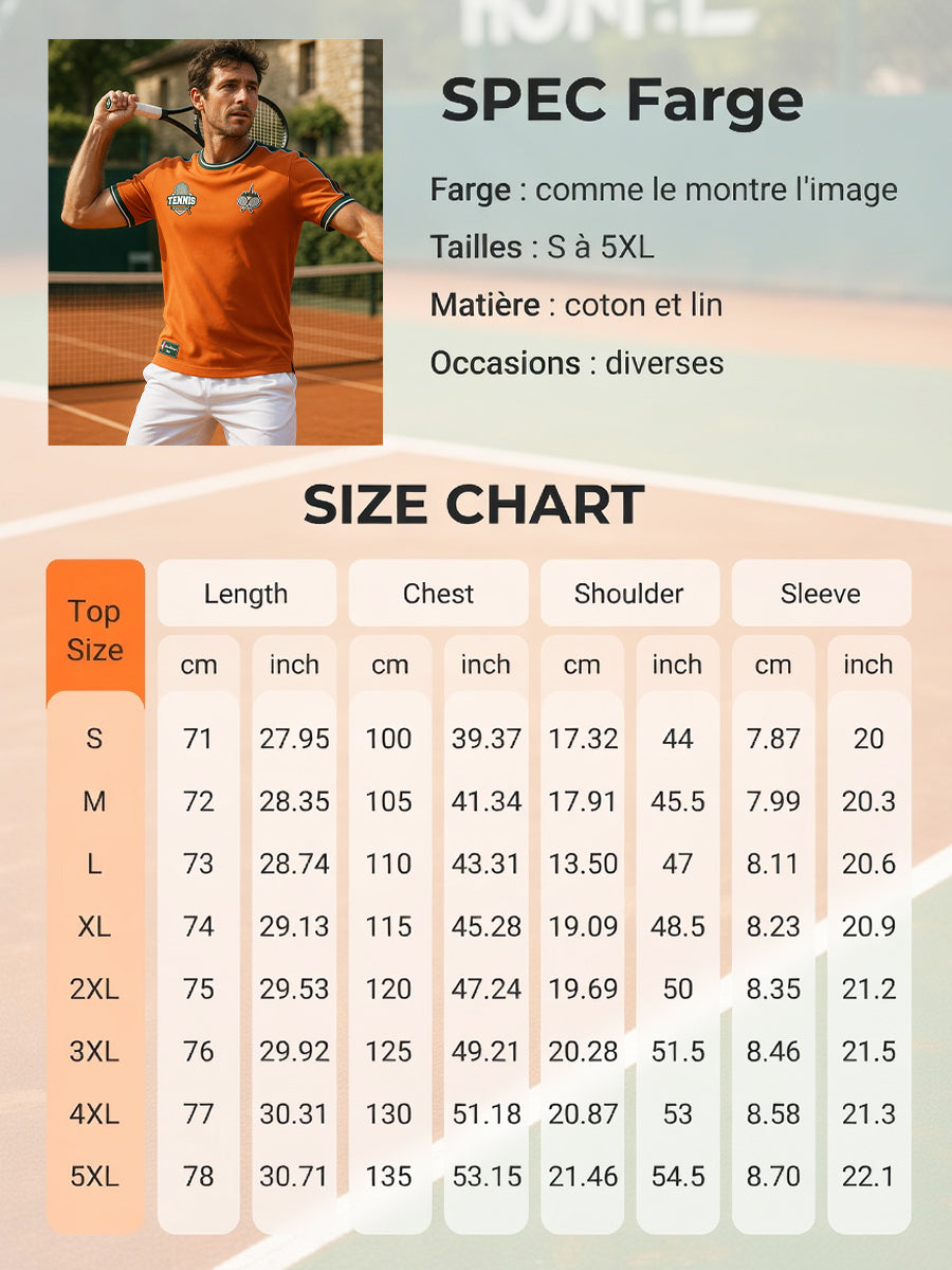 T-shirt décontracté rétro pour passionné de tennis français