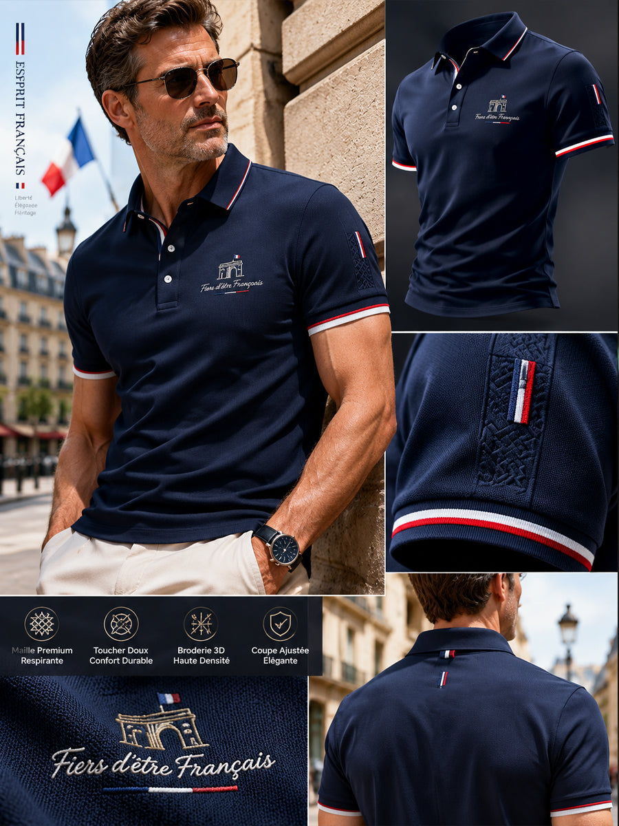 Polo décontracté rétro pour la Fête nationale française, modèle homme