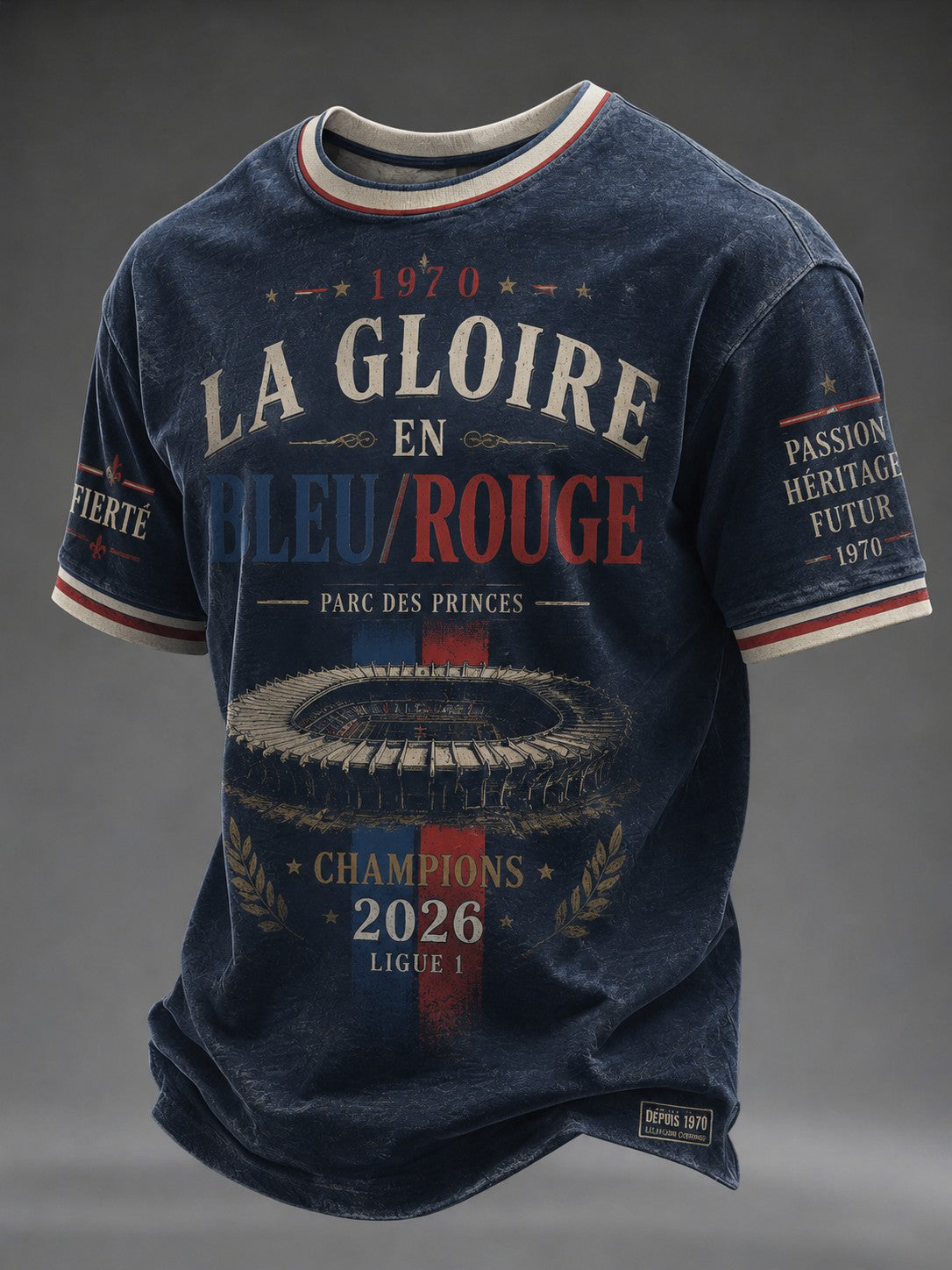 T-shirt homme La Gloire en Bleu Rouge à imprimé footballistique