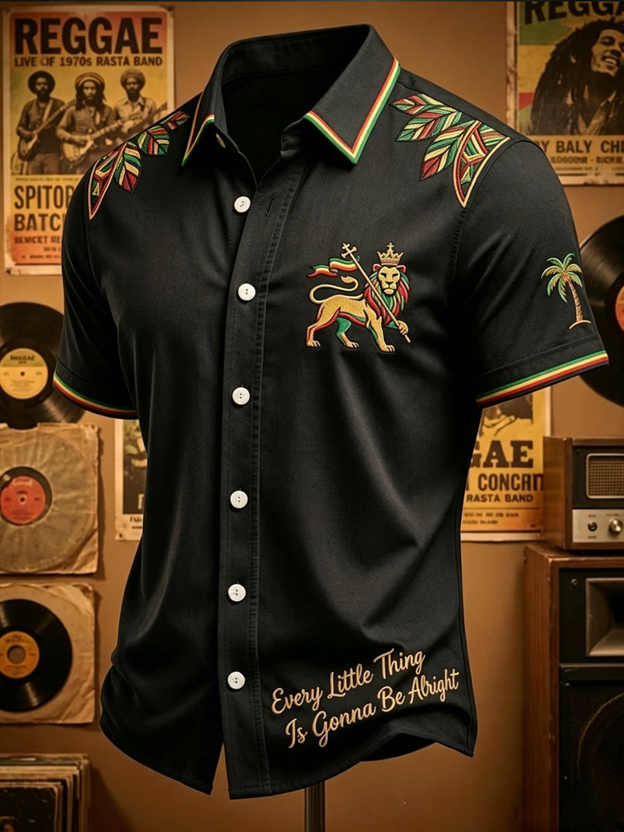 Chemise décontractée artistique rétro sur le thème du reggae