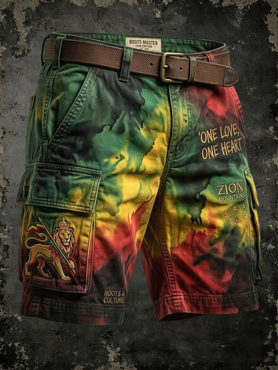 Short de travail décontracté rétro inspiré du reggae Art-Dye