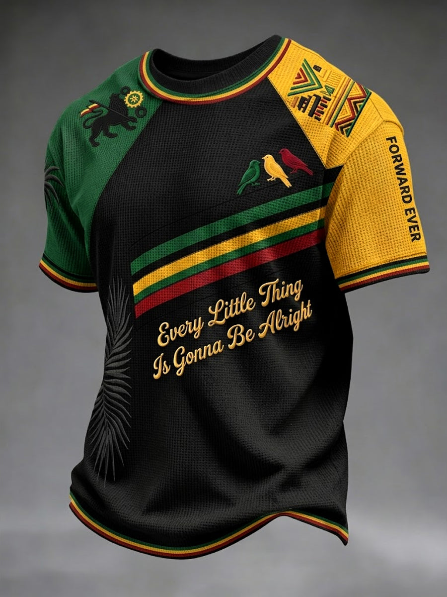 T-shirt décontracté en tissage gaufre, pour les fans de reggae rétro