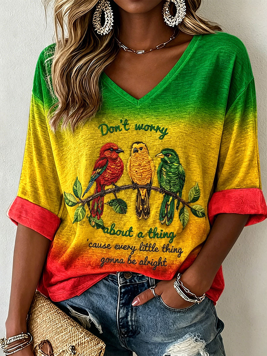 T-shirt Décontracté Femme 'Every Little Thing Is Gonna Be Alright' Imprimé