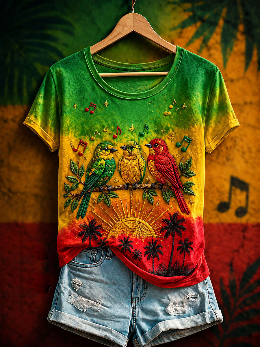 T-shirt décontracté imprimé pour femme « Every Little Thing Is Gonna Be Alright »
