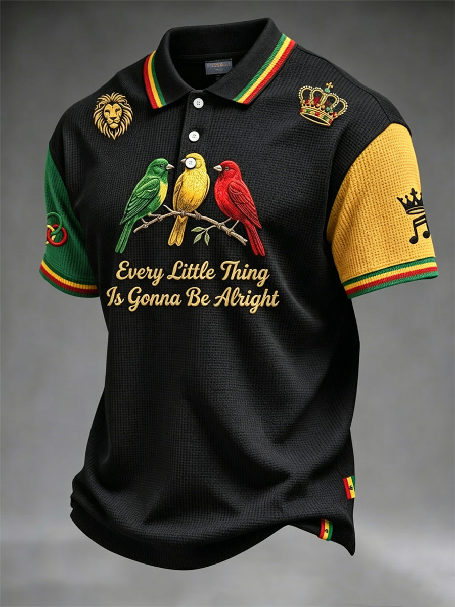 Vintage chaque petite chose va être bien décontracté Waffle-Weave Polo