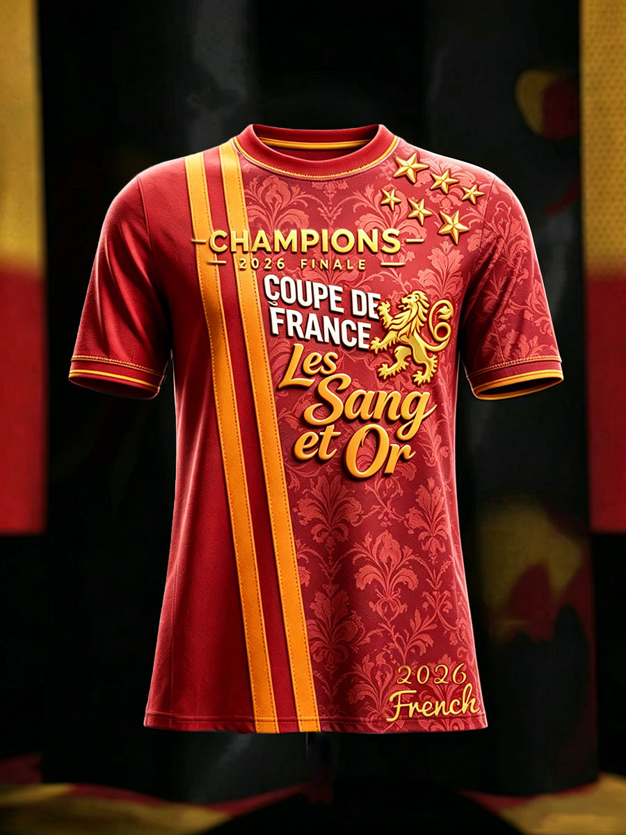 T-shirt Décontracté Homme France 2026 Football «Les» Rayé Patchwork Imprimé