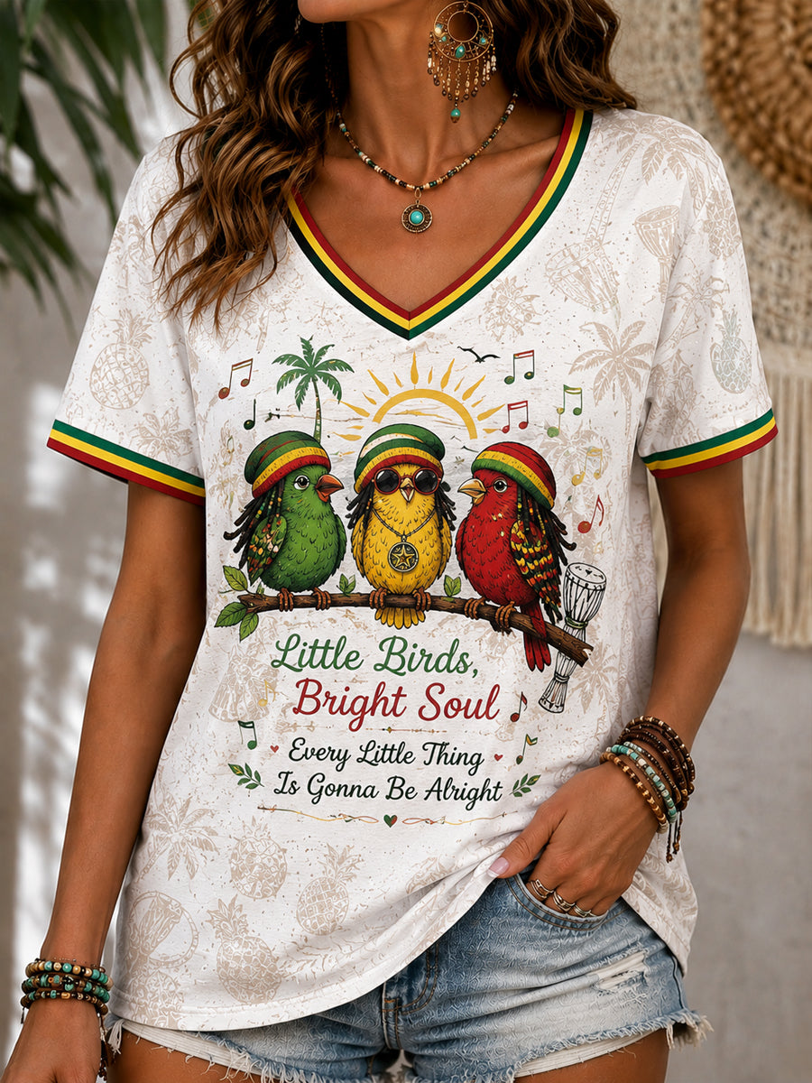 T-shirt décontracté à imprimé reggae pour femme