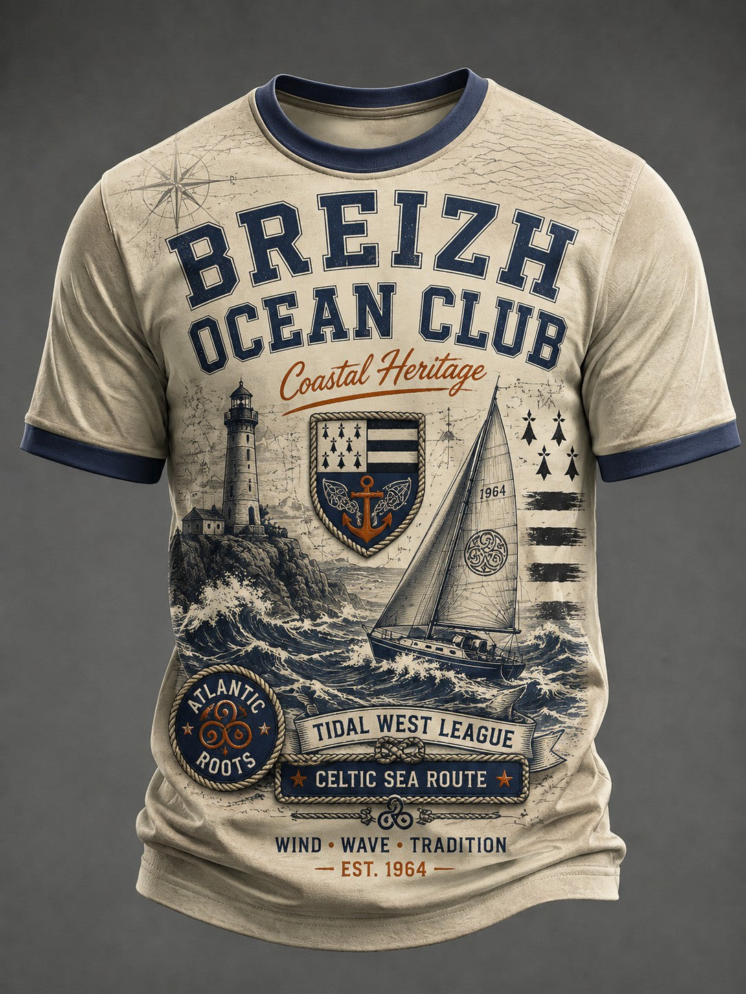 T-shirt pour hommes imprimé celtique de Bretagne, France