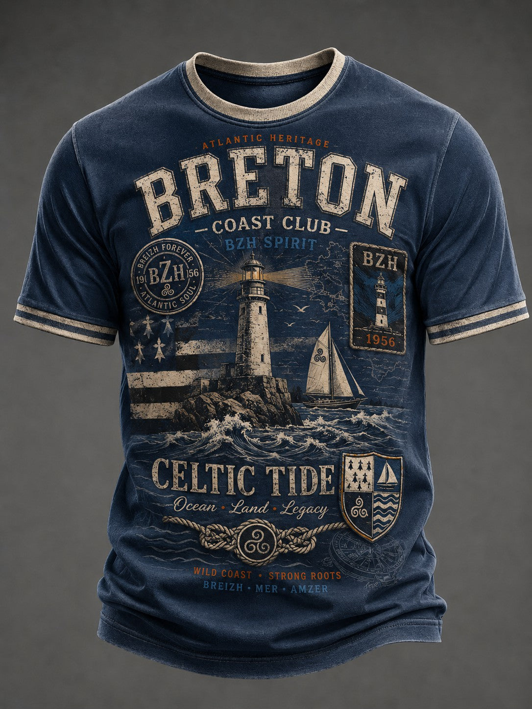 T-shirt pour hommes imprimé celtique de Bretagne, France