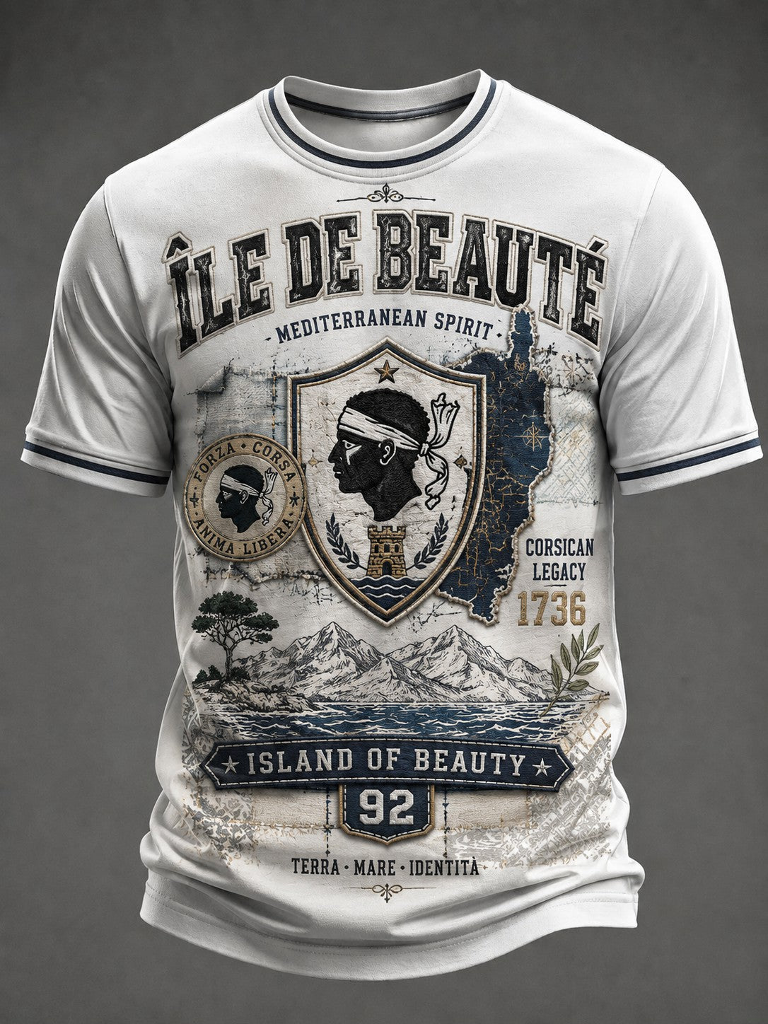 T-shirt pour homme imprimé du drapeau de la Corse