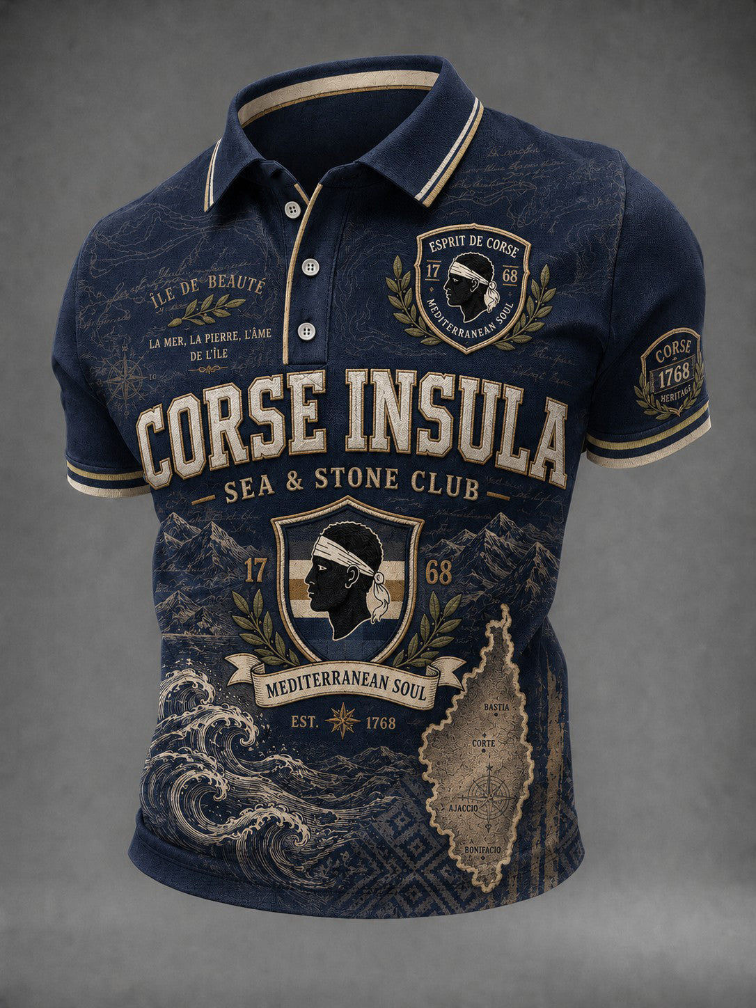 Chemise pour homme à imprimé drapeau de la Corse