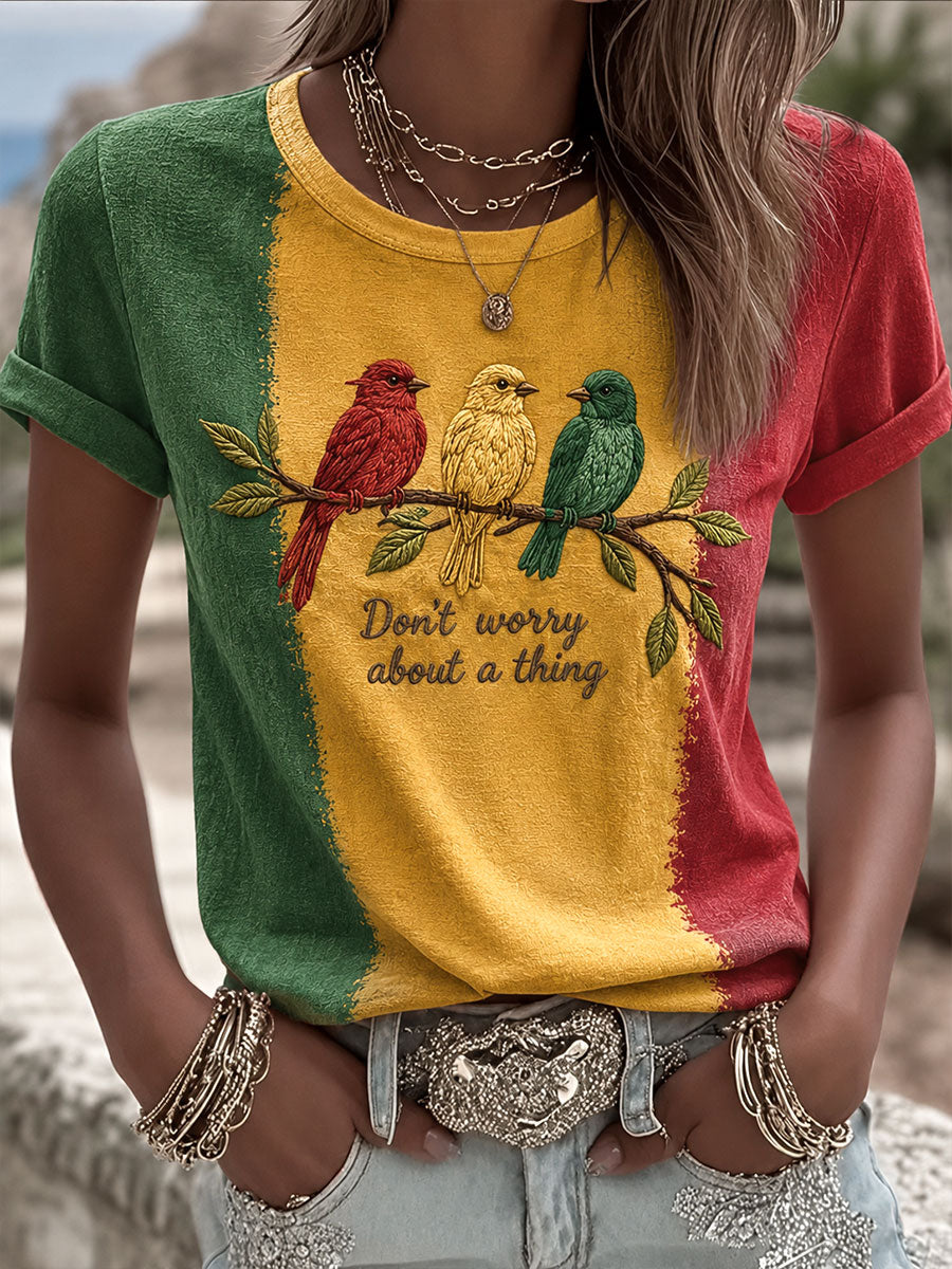 T-shirt décontracté imprimé pour femme « Every Little Thing Is Gonna Be Alright »
