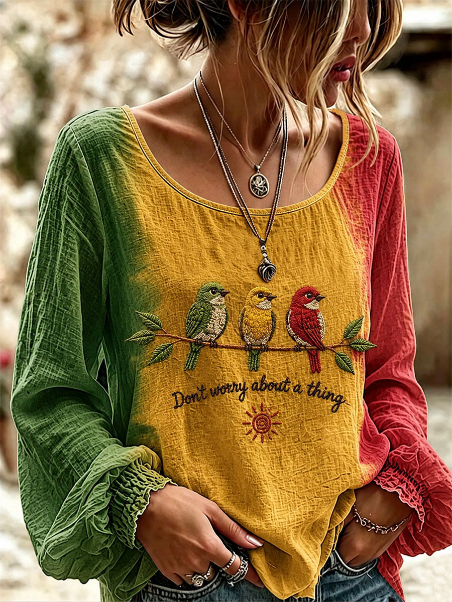 T-shirt décontracté imprimé pour femme « Every Little Thing Is Gonna Be Alright »