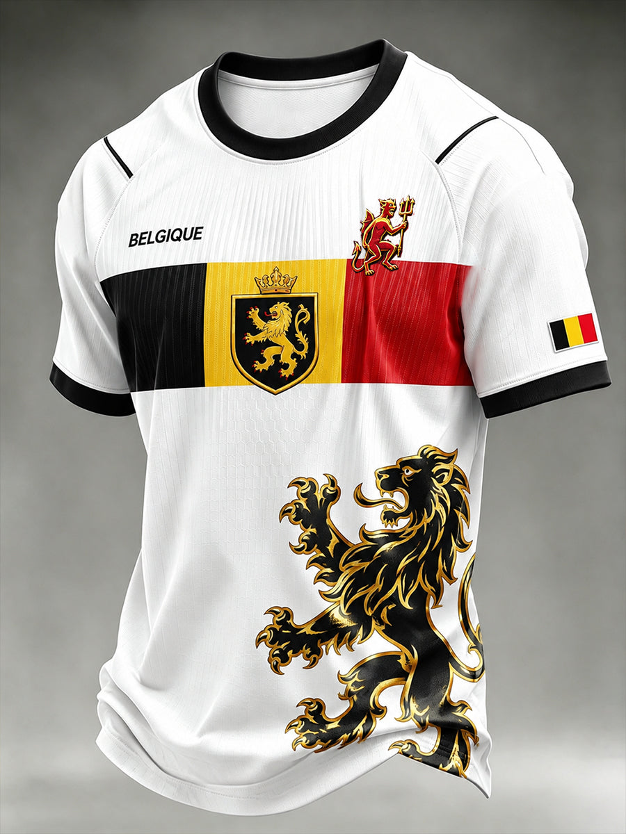 T-shirt à manches courtes et manches raglan pour hommes, imprimé sur le thème du football