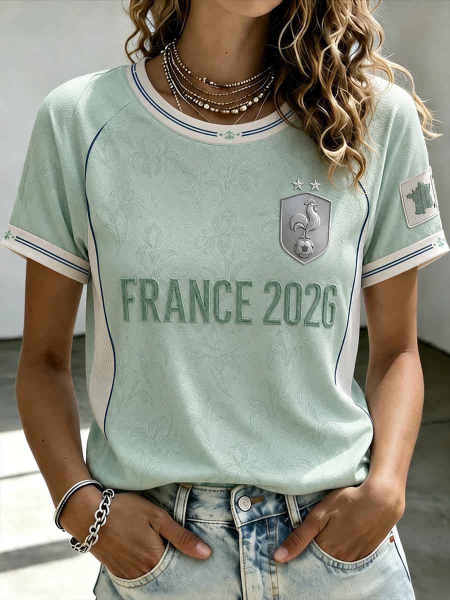 T-shirt à manches courtes col rond Football français pour femme