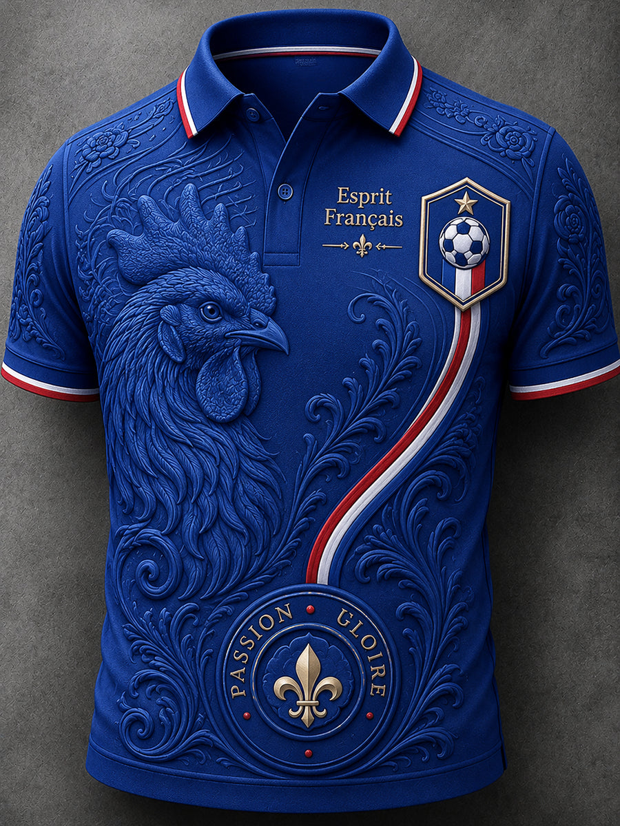 Men's French Football Fan Print Shirt