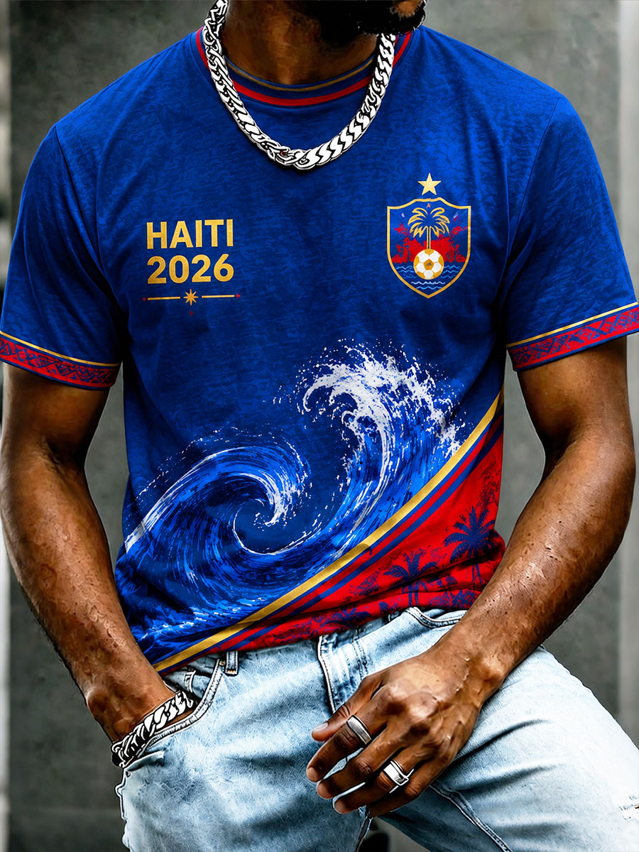T-shirt décontracté de football Haïti 2026 pour hommes
