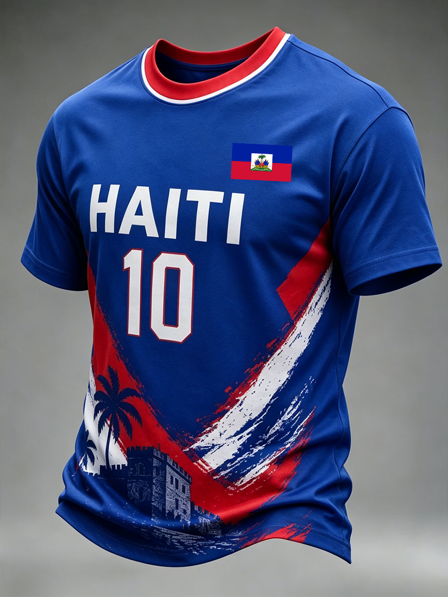 T-shirt à manches courtes pour homme avec imprimé footballistique