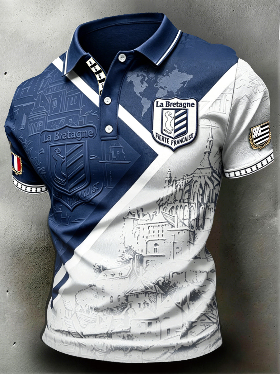 Polo Homme Bretagne Française Imprimé Graffiti