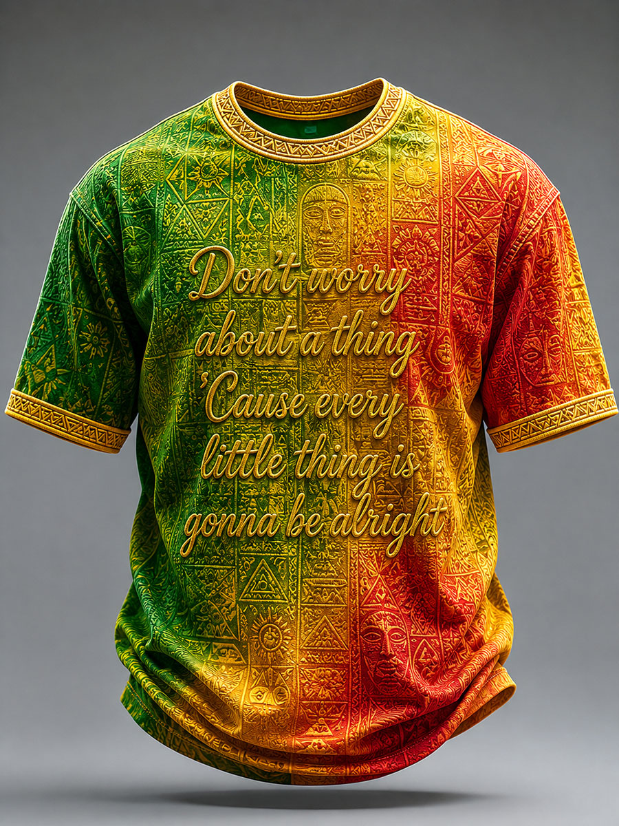 T-shirt décontracté imprimé pour homme «Every Little Thing Is Gonna Be Alright»