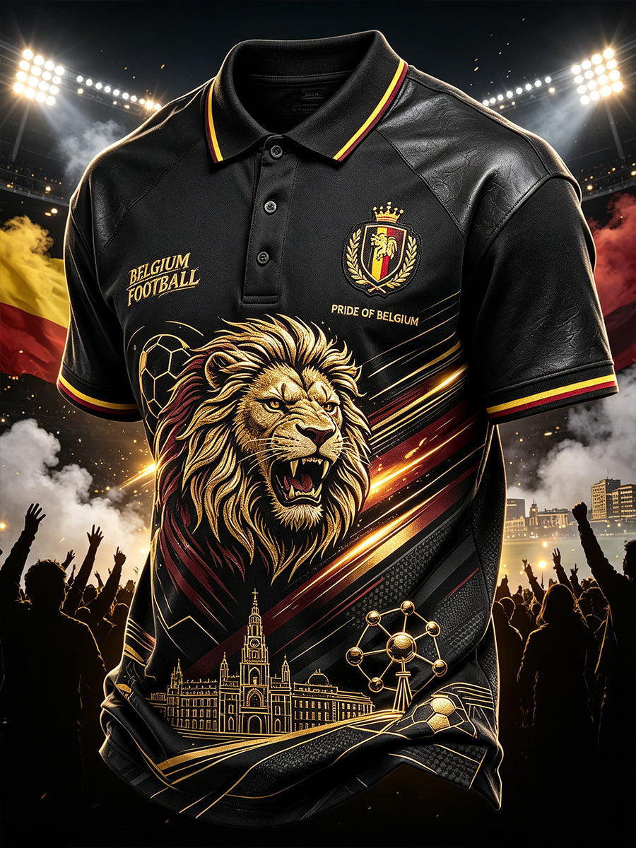 Polo Homme Manches Courtes Imprimé Lion Football