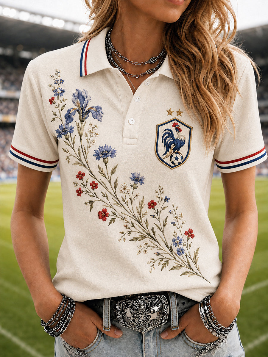 Chemise florale pour femme inspirée de France Football