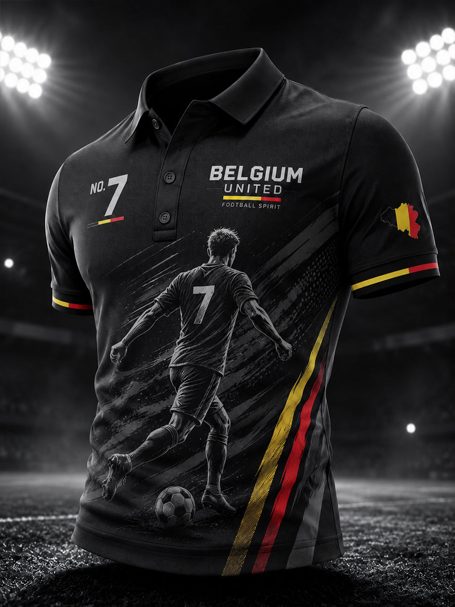 Polo à manches courtes pour homme avec imprimé dynamique sur le thème du football