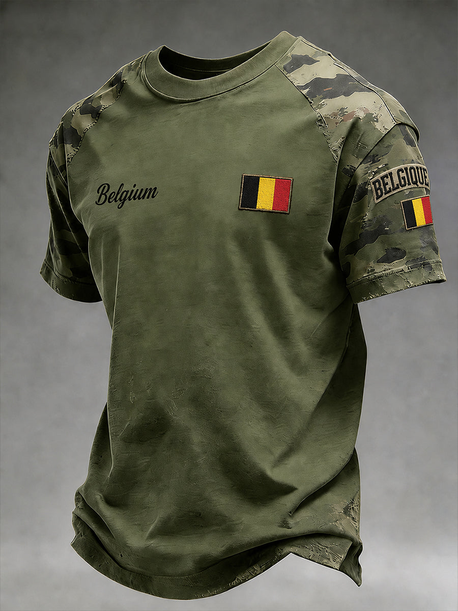 T-shirt homme à manches courtes avec imprimé camouflage militaire