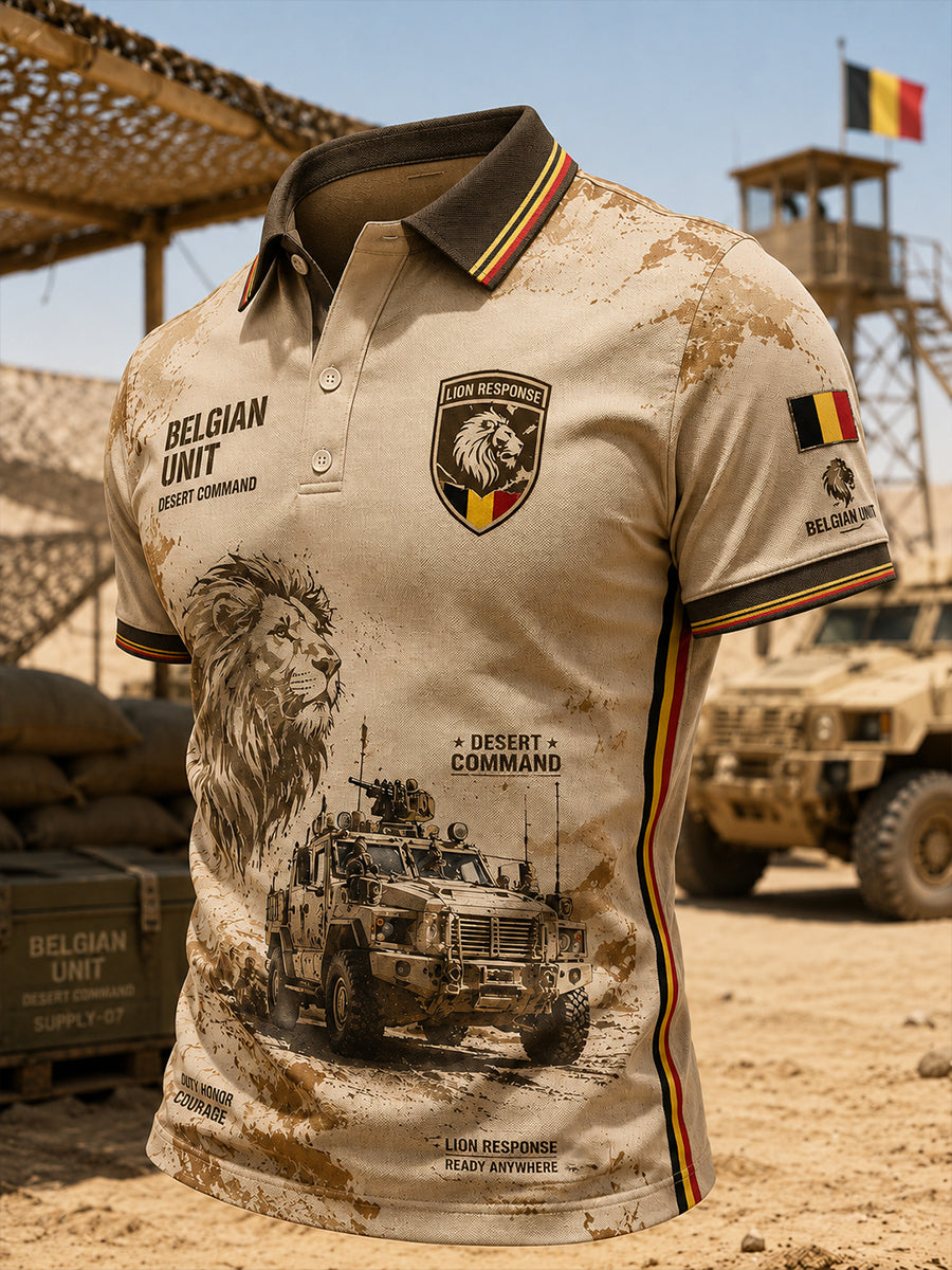 Polo Homme À Manches Courtes Avec Imprimé Militaire Vintage