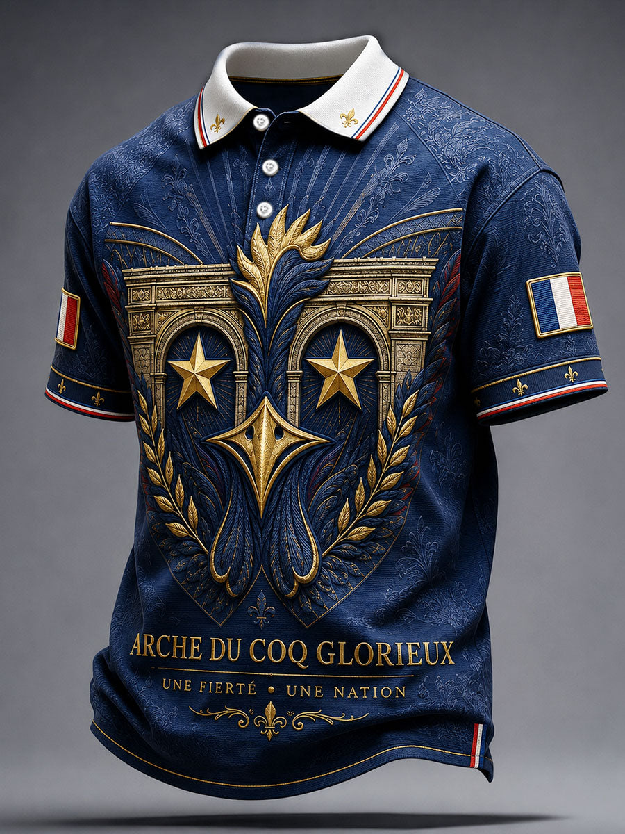 Hommes France Funny Stars Football Lover Imprimé Casual Tops
