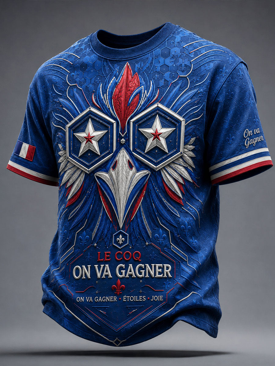 T-shirt imprimé pour homme France Funny Stars Football Lover