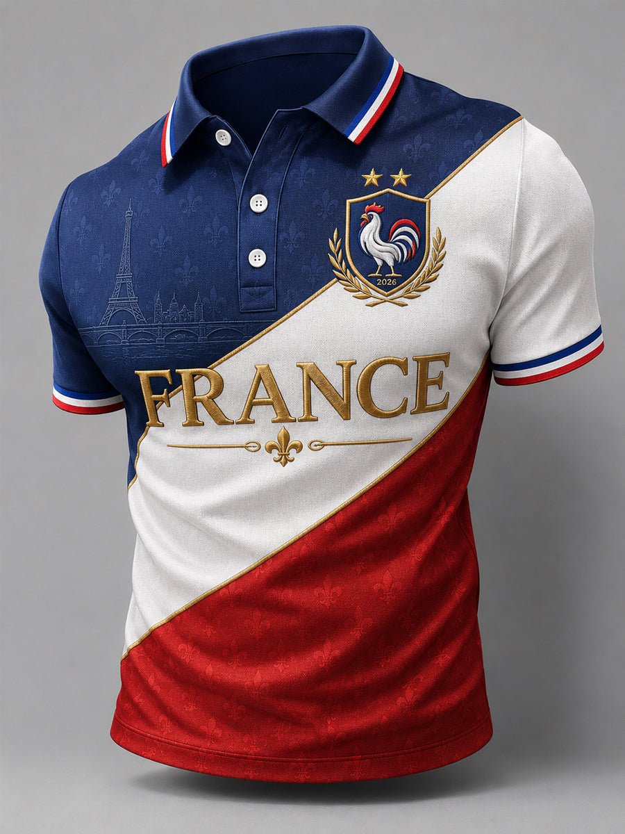 Cadeau pour hommes, imprimé décontracté, polo pour fans de football français