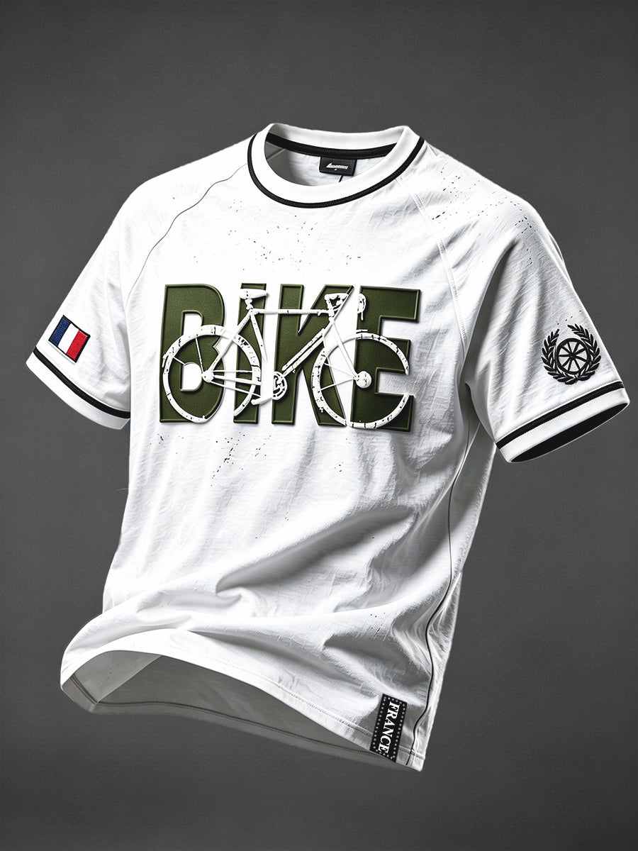 T-shirt décontracté à imprimé vélo français pour hommes