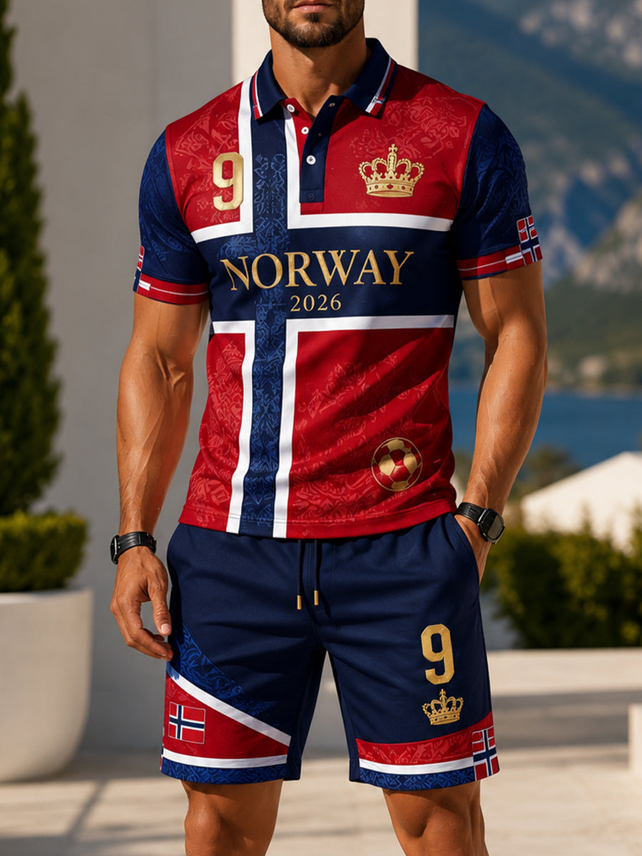 Match de football norvégien pour hommes encourageant l'élément Art Print Polo Suit