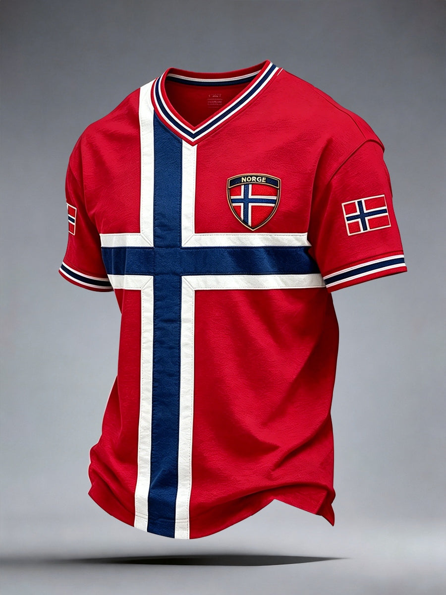 T-shirt à col en V Norge Homme