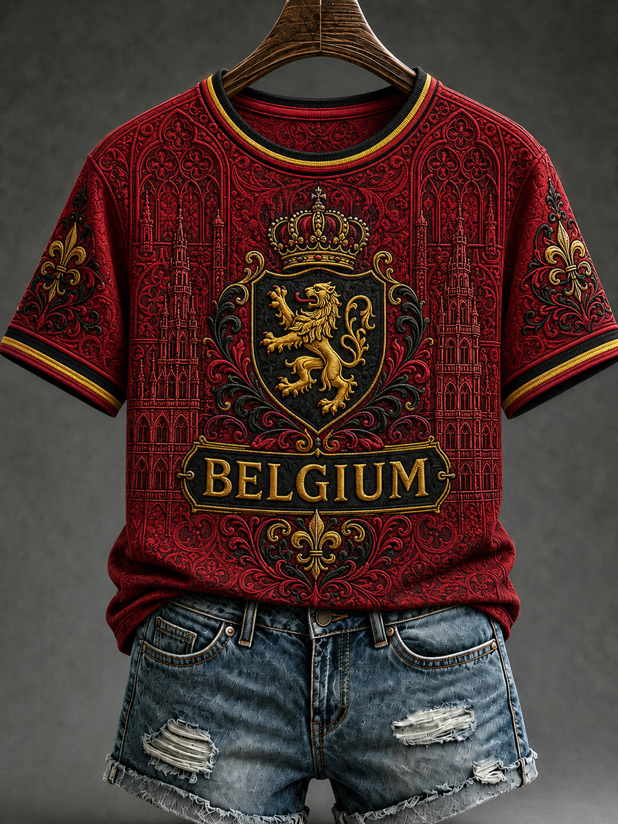 T-shirt à manches courtes pour femmes, motif «Belgium Lover»