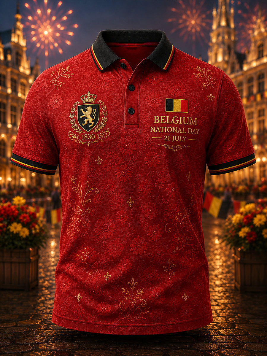 Polo homme à manches courtes imprimé fête nationale