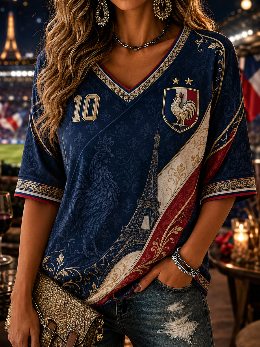 T-shirt femme en lin à manches courtes, commémoration patriotique française