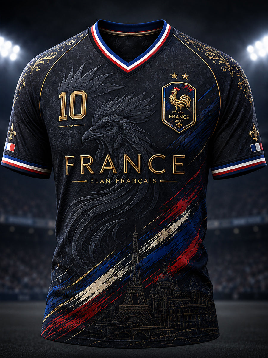 T-shirt à col en V pour la commémoration patriotique française, modèle homme