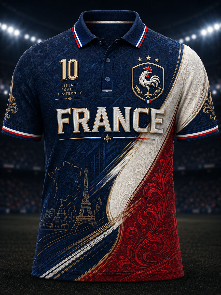 Chemise française patriotique pour hommes, à manches courtes, commémorative