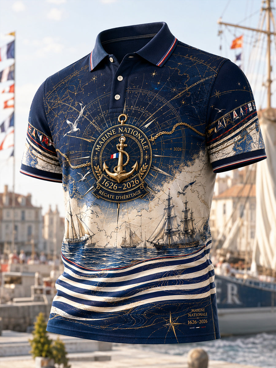 Chemise à manches courtes bleu marine pour homme