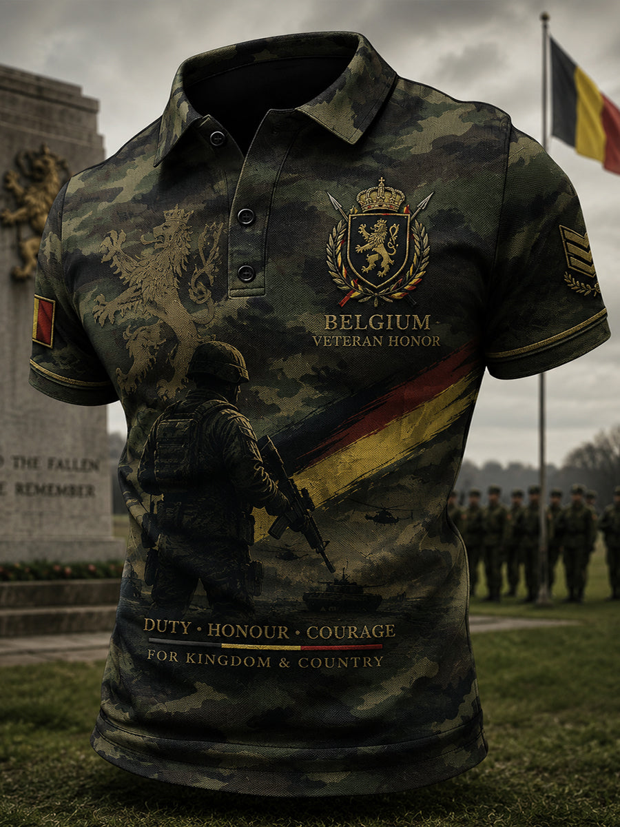 Polo à manches courtes pour homme avec imprimé camouflage de style militaire
