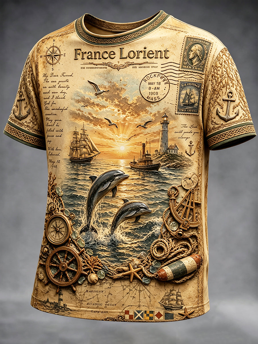 T-shirt Décontracté Vintage Brittany-Lorient International Celtic Festival Imprimé Homme